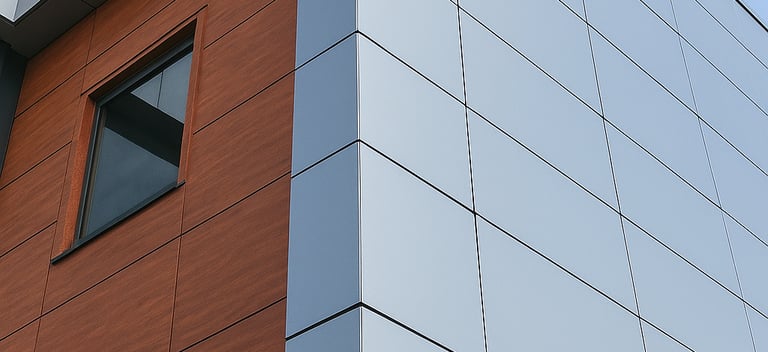 Glass and cladding facade works